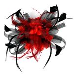 SJTJSPX Fascinator Women Ascot Hats Wedding Bridal Headpiece Ribbons Feathers Headband Cocktail Tea Party Headdress Banquet Prom Hair Clip Hat Fancy Dress Pillbox Hat for Ladies and Girls