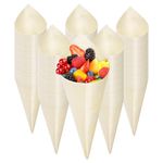 Coloch 200 Piece Disposable Wood Charcuterie Cone, 7 Inch Wood Appetizer Cone Pinewood Food Cone Cups for Appetizer, Finger Food, Snack, Party, Wedding Catering, Buffet