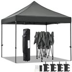 Yaheetech 3x3M Heavy Duty Pop Up Gazebo, Waterproof Commercial Shelter Tent, 500D Oxford, Steel Frame, with Wheeled Bag, 4 Weight Bags, Stakes & Ropes for Outdoor, Camping, Garden, Party, Dark Grey