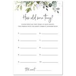 How Old Were They Bridal Shower Game, Baby Shower Game - 48 Cards (Greenery)