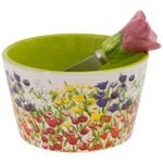 Boston International Ceramic Bowl and Spreader Serving Set, 14 Ounces, Tulipfield