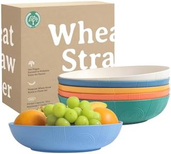 Homienly Salad Bowls 10 inch Serving Bowls 65 oz Large Bowls Wheat Straw Plates Bowls Set of 6 Wide and Shallow Bowls for Kitchen Microwave & Dishwasher Safe-Multi Color