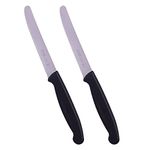 KOHE Stainless Steel Utility Kitchen Knife(Wide Serrated, Pack of 2) for Slicing Fruits & Vegetable (Utility Knife 1141.3 Black)