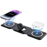 Wireless Charger, Magnetic Foldable 3 in 1 Mag-Safe Charger, Fast Travel Wireless Charging Station for iPhone 16/15/14/13/12/ Series,for iWatch,for AirPods (Adapter Included)