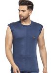 UZARUS Men's Sleeveless Solid Round Neck Thermal Top Navy