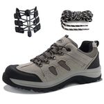 CC-Los Men's Waterproof Hiking Shoes Lace-Free Lightweight & Breathable No Tie Outdoor Work Shoes Grey Size 8.5 New Upgrade