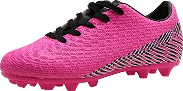 BomKinta Kid's FG Soccer Shoes Athletic Outdoor Soccer Cleats Rose Red Size 2.5 M US Little Kid