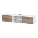 South Shore 11505 Agora Wall Mounted Media Console, Pure White Weathered Oak