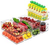 8 Pack Stackable Food Storage Organizer Bins, Small Organizing Bins with Handles for Kitchen Pantry Cabinet, Refrigerator and Freezer, BPA Free Plastic Drawer Container Organizer