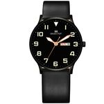 SWADESI STUFF The Classique Day & Date Black Dial Premium & Luxurious Leather Strap Analog Watch for Men