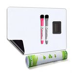 ANLIOTE Magnetic Dry Erase Board Fridge White Board Sheet 30 x 20cm - Easy to Write and Clean, Flexible Refrigerator Small Whiteboard Notepad for Home Kitchen Memo Shopping List, 2 Markers and Eraser