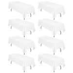 LYAFS 8 Pack White Polyester Tablecloth for 8ft Rectangle Tables 60 x 126 Inch Rectangular Fabric Table Clothes Washable White Table Covers for Wedding Restaurant Buffet Camping Banquet Party