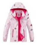 M2C Boys Hooded Fleece Lined Rain Jacket Lightweight Windbreaker Dinosaurs 4-5