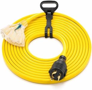 PLIS 25 Feet Generator Extension Cord,NEMA L5-30P to 3X 5-15R Household Outlets, 30 Amp 125V Heavy Duty Power Distribution Cord with Lighted End for Portable Generator, Emergency Backup