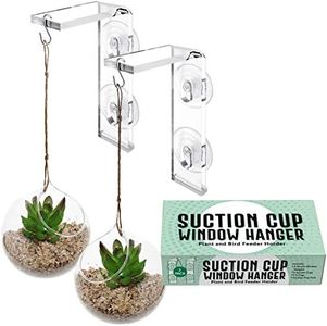 IMPRESA 2Pack Suction Cup Window Hanger Hang Plants Indoors or Outdoors, Convenient Window Hanger for Bird Feeders Ornaments & Wind Chimes-Strong Suction Cups, Made from Weather-Resistant Acrylic