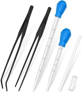 5 in 1 Aquarium Coral Feeder Kit, Luxiv 2 Pcs 60ml and 30ml Aquatic Reef Feeding Dropper with 10in Extender Pipe, 2 Pcs Stainless Steel Straight and Curved Aquarium Tweezers for Feeding Tong (Black)