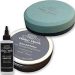 Helko Werk Dual Grit Axe Sharpening Stone - Axe Sharpener and Axe Puck, Machete Sharpener Hatchet Sharpener Dual 120 grit and 320 grit, Lightweight Field Sharpener for Axes (Sharpening Stone) #22100