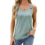 Vozobi Womens Tank Tops 2024 Summer Basic T Shirts V Neck Sleeveless Tee Lace Tank Tops Casual Loose Blouses Green