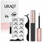 URAQT Magnetic Eyelashes with Eyeliner Kit, 5 Pairs Natural Look False Eyelashes with Applicator, Waterproof Eyeliner Reusable Fake Lashes for Makeup Eyelashes Extension