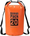 LATERN Waterproof Dry Bag, 20L PVC Dry Sack Backpack 100% Waterproof Bag with Adjustable Double Shoulder Strap for Kayaking Rafting Boating Hiking Camping Travel Fishing Sea Swimming (Orange)