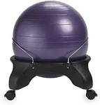 Gaiam Classic Backless Balance Ball Chair – Exercise Stability Yoga Ball Premium Ergonomic Chair for Home and Office Desk with Air Pump, Exercise Guide and Satisfaction Guarantee, Purple