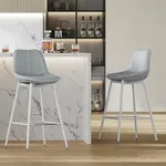 VASAGLE Bar Stools Set of 2, Bar Height Bar Stools with Back, Ergonomic Backrest, Synthetic Leather, Metal Legs, 28.7-Inch Tall Stools for Kitchen Island Home Bar, Dove Gray ULBC888G01