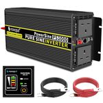 NOVOPAL Power Inverter Pure Sine Wave-3000 Watt 24V DC to 230V/240V AC Converter-2AC Outlets Car Inverter with One USB Port-5 Meter Remote Control And Two Cooling Fans-Peak Power 6000 Watt