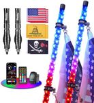 Tavaray 2PCS 5FT Whip Lights with Spring Base, LED Whip Lights with App & Remote Control, Waterproof 360° Spiral Chasing Lighted Whips w/Rocker Switch for UTV, ATV, SXS, Polaris RZR