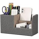 GORESE Desk Organizer - Office Pencil Holder Organizer Desktop Desk Accessories Office Supplies Organization Decor (Linen Gray)