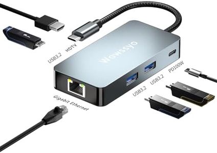 USB C Hub, USB Docking Station, Adaptador USB-C, 6 en 1 multipuerto 4K 60Hz HDMI, 3 USB 3.2 10Gbps, para MacBook Pro Air M1/M2, 100W PD, Ethernet LAN, para DELL iPad y Otros Dispositivos Type-C