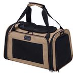 PETSFIT PET Carrier for Cat, Small Dogs, Dog Carrier Airline Approved, TSA Approved Soft Cat Carrier for Travel, Small Animal Carrier for Pets Under 12 Lbs, Khaki