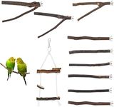 2/10pcs Parrot Bird Perches Natural Wood Bird Stand Platform Wooden Exercise Climbing Paw Grinding Toy Birdcage Accessories(10pc)