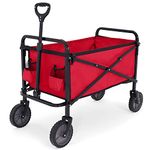 ABCCANOPY Folding Collapsible Utility Wagon Cart Outdoor Garden Shopping Camping Cart, Burgundy