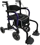 LivingSURETM Rollator Walker & Transport Wheelchair Combo XL, Purple