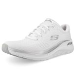 Skechers Women's Arch Fit 2.0 Glow The Distance Slip-On Sneakers, White Mesh/Silver Trim, 6 UK