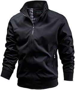 Men's Casual Jacket Outdoor Windbreaker Lightweight Softshell Flight Bomber Jackets, Black, X-Large