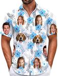 LUCKY ANDA Custom Hawaiian Shirt w/Face for Men Women Personalized Aloha Tropical Floral Causal Button Down Beach Shirt (Funny, Design-13)