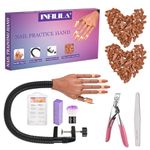 NXJ INFILILA Practice Hand for Nail Techs, Nail Practice Hand, Nail Trainning Hand, Flexible Nail Practice Hand Kits with 200 PCS Nail Tips, Nail Files and Clipper, Nail Supplies for Nail Techs