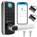 Smart Door Lock, OLUMAT Keyless Entry Door Lock Fingerprint Door Lock with Keypad Digital Door Lock with Handle for Home, Rental, Office and Hotel (Silver)