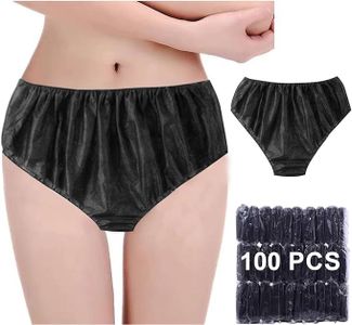 ROTATABLE 100pcs Disposable Panties,Ladies Briefs Black Underwear for SPA,Salon,Beauty Services,Massage,Tanning (Black), Black, 1-2