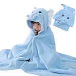 Hooded Baby Towel, Baby Towels Newborn, Baby Bath Towel with Hood, Baby Bath Towels Wrap, Blanket for Baby, Baby Beach Towel, Hooded Bath Towels for Boy and Girl, Newborn,55"×27.5" (Blue Elephant)