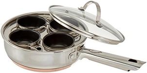 ExcelSteel 520 4 Cup Copper Impact Bonding Egg Poacher with Nonstick Egg Cups, Small