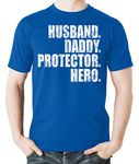 Witty Fashions Husband Daddy Protector Hero, Gift for Dad, Fathers Gift Men's Shirt (Large, Royal Blue)