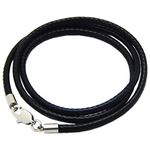 2 Pcs Pendant Rope 2mm Black Braided Wax Rope Cord Chain with Stainless Steel Clasp Necklace Rope for Jewelry Making for Teens Men Women (15.7")
