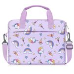 MoKo 10-12.5 Inch Kids Tablet Sleeve Carrying Case for Fire HD 10 13th/11th Gen, Fire HD 8/7 Kids 2022, Tablet Bag with Shoulder Strap for 10/10.1 Inch Android 12/13, Rainbow & Unicorn (Lilac)