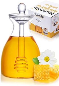 Hunnibi Handmade Honey Jar with Dipper, Glass Made Honey Dipper and Honey Pot