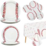 Baseball Party Supplies Serve 20 - 61Pcs Plates Napkins Tablecloth for Kid and Baseball Fans Baseball Theme Party Decorations