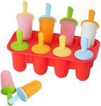 Miaowoof Popsicles Molds, 8-Cavity Silicone Popsicle Molds for Toddlers, Non-BPA Premium Silicone Small Popsicle Molds, Ice Pop Mold with 8 Colorful Reusable Sticks for Kids