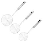 Hemoton Stainless Steel Fine Mesh Strainers Skimmer Sieve Ladle for Noodles Spaetzle Pasta Chips (13cm 15cm 19cm) 3pcs