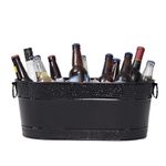 BREKX Colt Black Galvanized Beverage Tub with Handles, 16-Bottle Metal Bucket Ice Cooler to Chill Drinks, Oval Metal Basket for Drinks or Storage Bin - 15 Quarts (4 Gallon)